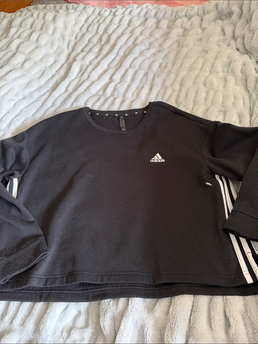 adidas Black Sweatshirt with White Side Stripes 2X cropped